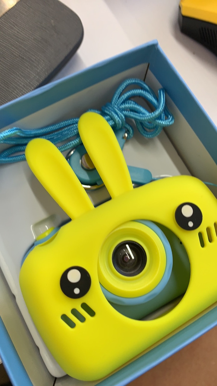 Цифровой детский фотоаппарат X500 Зайчик голубой + чехол желтый - фото 4 - id-p1599462301