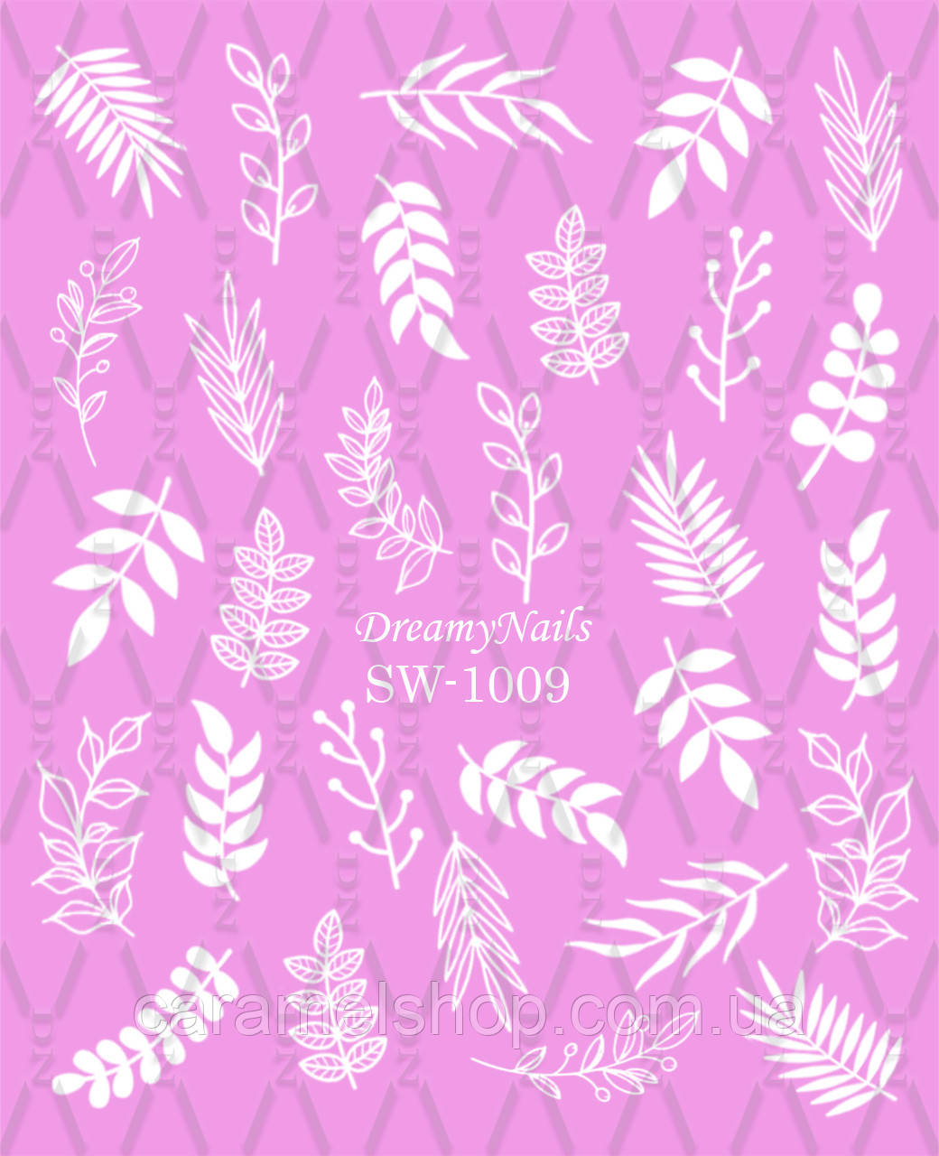 Слайдер дизайн для манікюру з білою підкладкою та малюнком мікс SW-1009