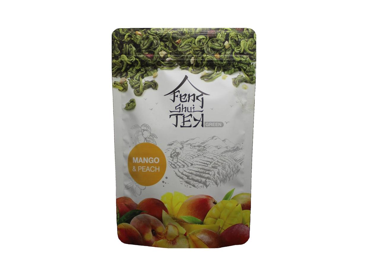 Зелений китайський чай зі шматочками манго та персика Feng Shui Mango&Peach 80 грамів, фото 1