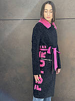 Женская стильная двухсторонняя шубка из экомеха черного цвета