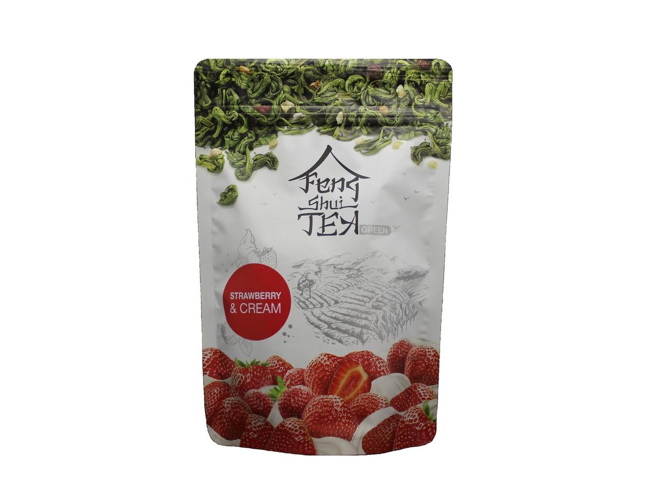 Зелений китайський чай із полуницею з вершками Feng Shui Strawberry & Cream 80 грамів, фото 1