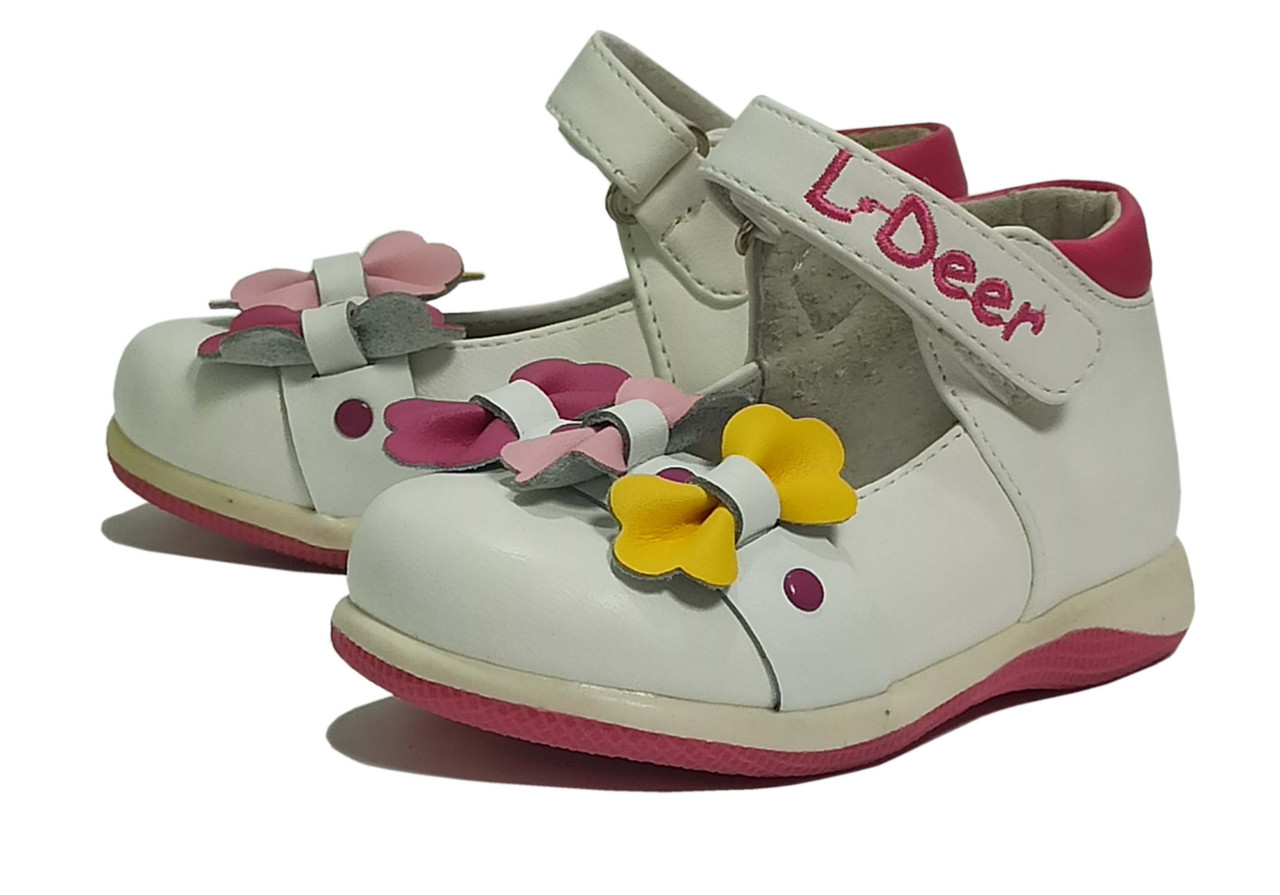 Туфлі мокасини балетки весняні осінні взуття для дівчинки 713-068 білі B&G. Розмір 21