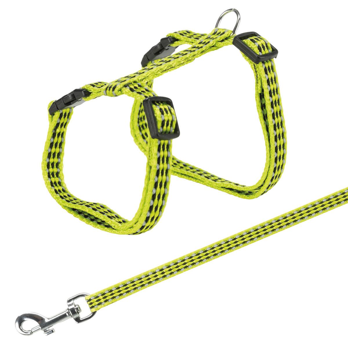 Шлея з повідком для котів світловідбиваюча жовта, фото 1