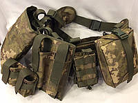 Комплект ремень XL 130см с подсумками РПС (ременная плечевая система) для военных ВСУ камуфляж зеленый