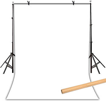 1.6 м х 3.0 м Білий вініловий студійний фон для фото матовий VINIL BD-PRO Premium/на картонній трубі