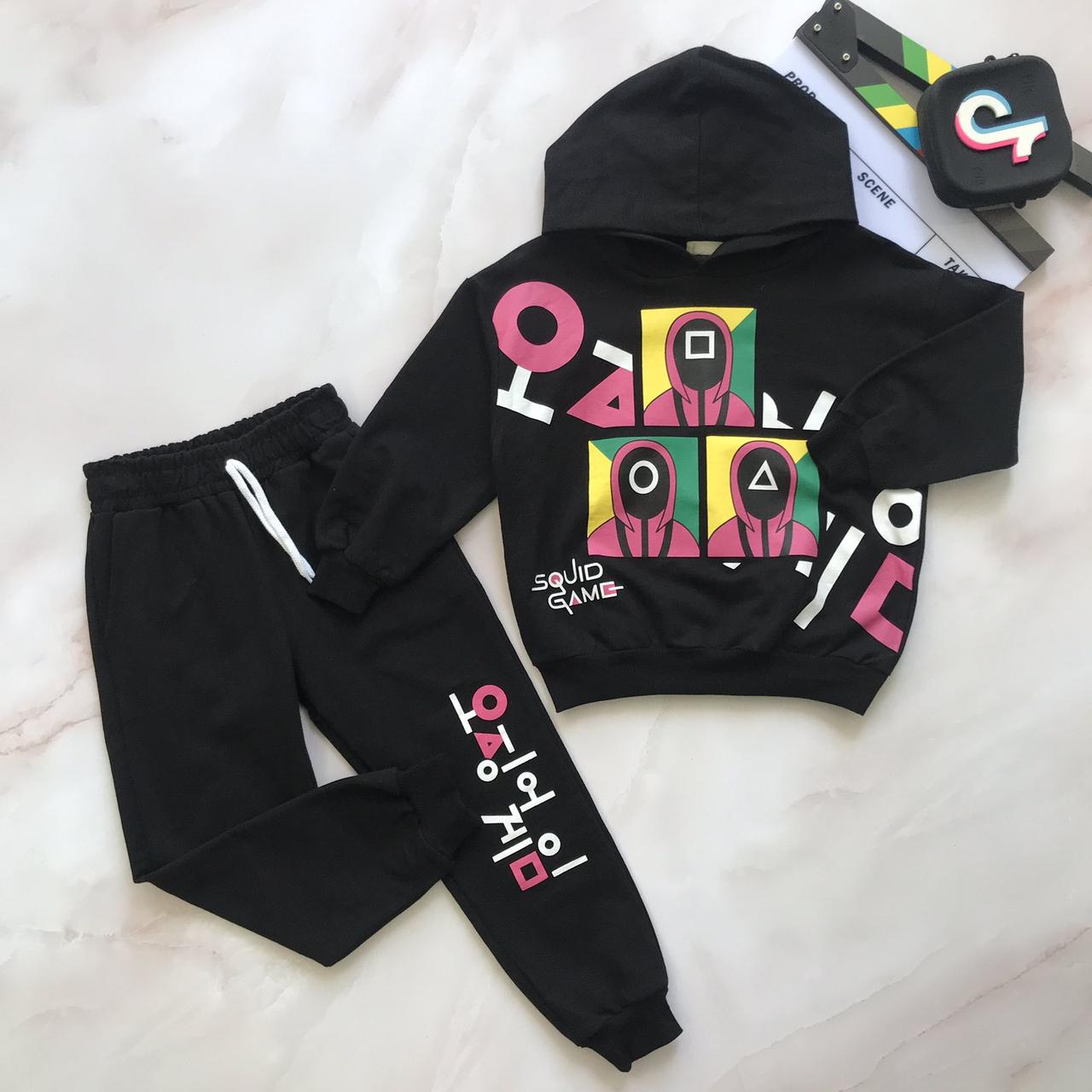 Спортивний костюм (2) "Гра в кальмара" з капюшоном Чорний 3561 166, politто, Чорний, Унісекс, Весна Осінь,, фото 1