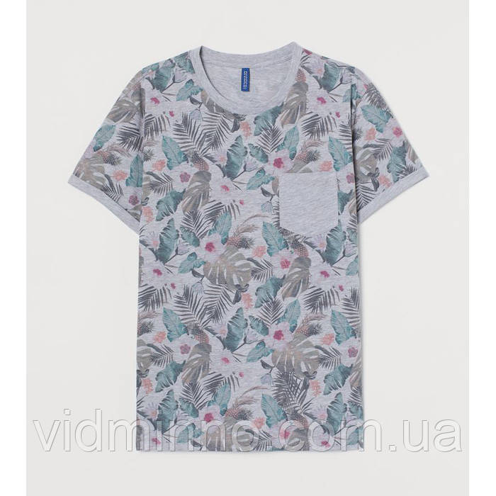 Чоловіча футболка Листя з кишенею H&M р.XS /67177/