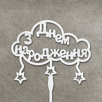 Дзеркальний топер "З Днем Народження" (↔ 13 см) Код/Артикул Т0001ба