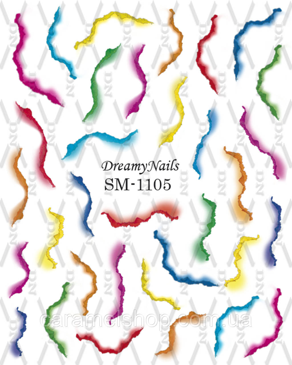 Слайдер дизайн нігтів із білою підкладкою та малюнком мікс TM-1105