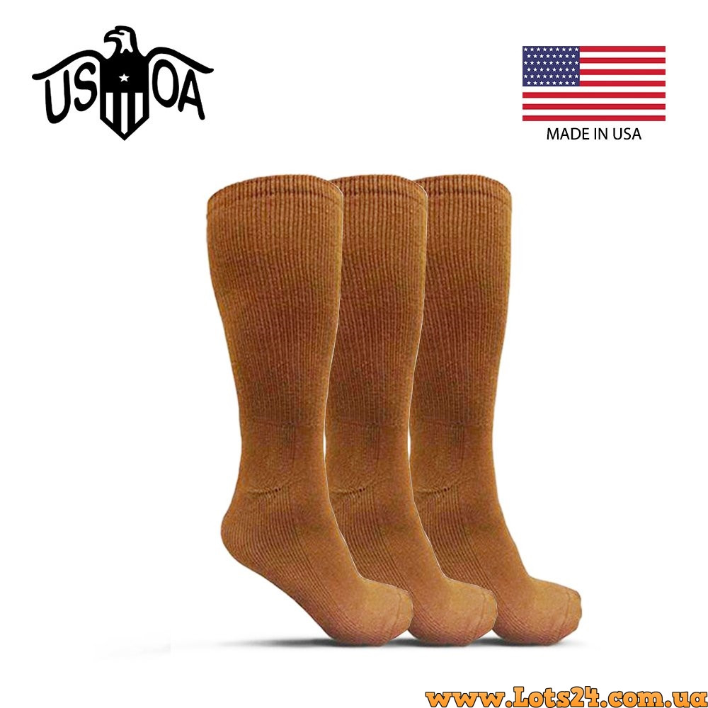 Армійські антибактеріальні трекінгові шкарпетки USOA GI MILITARY BOOT SOCKS для берців США носки для ЗСУ M Койот