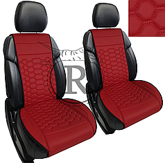 Преміум накидки на передні сидіння RINNEKO Червона Екошкіра Дизайн Соти 2 шт