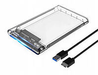 Корпус для диска 2.5 USB 3.0 SATA вншешний, ПРОЗРАЧНЫЙ