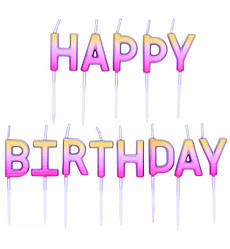 Свічки на день народження "Happy Birthday ombre pink", 13шт., США