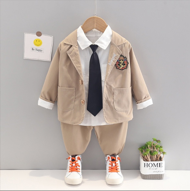 Нарядный классический костюм тройка для мальчика с пиджаком, рубашкой, брюками 1,5-2 лет, размер 90 - фото 1 - id-p1666758528