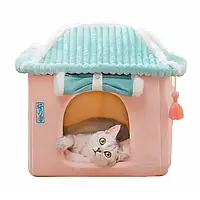 Лежак домик мягкий Hoopet HY-W2400 лежанка для котов собак 42*38*33 см теплая постель