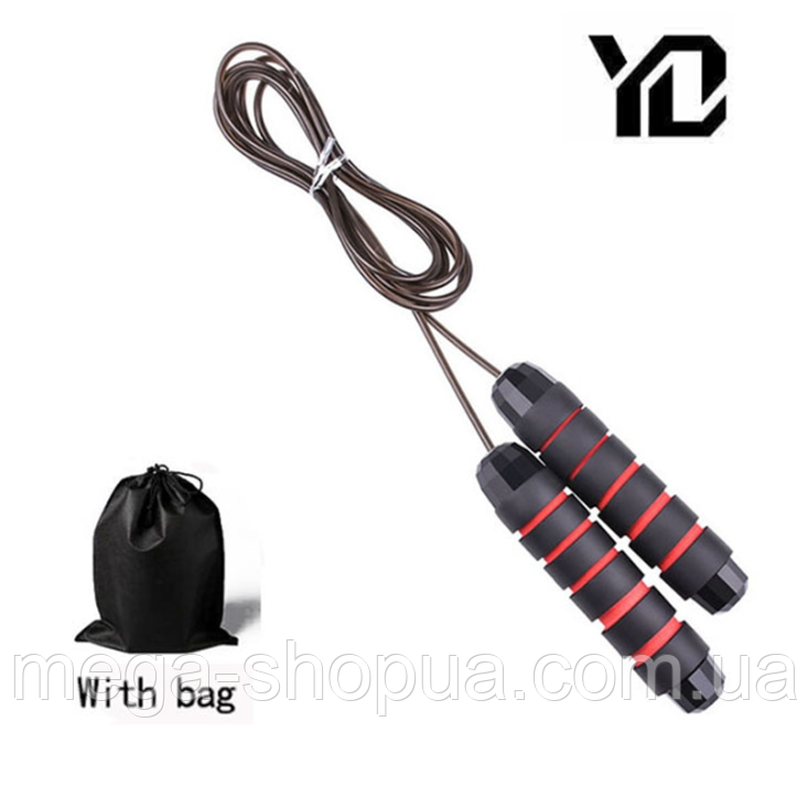 Скакалка швидкісна регульована на підшипниках + Чохол YD300-2. Скакалка для фітнесу, кросфіту, схуднення, фото 1