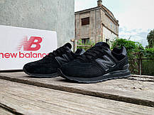 Чоловічі кросівки замшеві New Balance 574 All Black чорні, фото 6