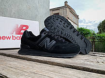 Чоловічі кросівки замшеві New Balance 574 All Black чорні, фото 5