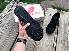 Чоловічі кросівки замшеві New Balance 574 All Black чорні, фото 4