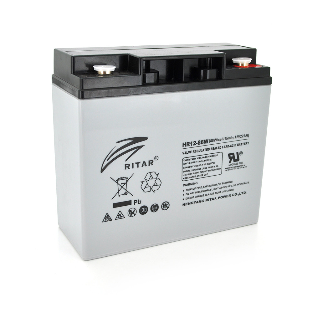 Акумуляторна батарея AGM RITAR HR1288W, Gray Case, 12V 22.0 Ah ( 181 х 77 х 167 (167 ) 6.50 kg Q4