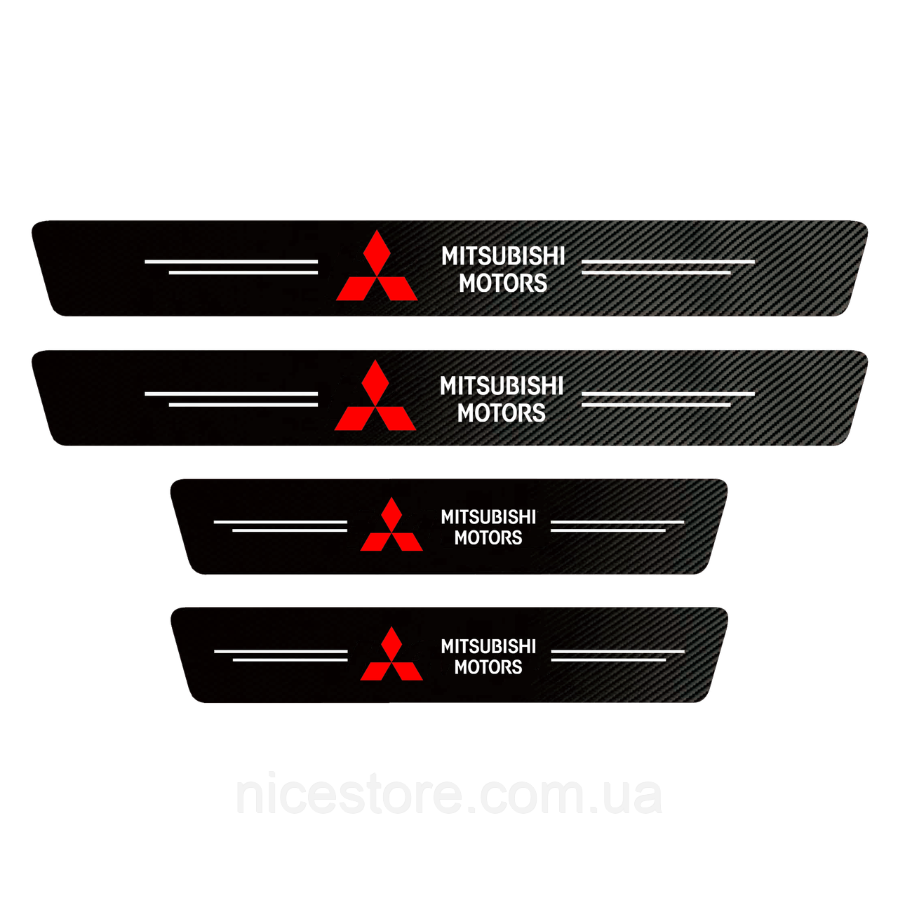Наклейки на пороги карбонові Mitsubishi всі моделі та інші марки автомобілів, фото 1