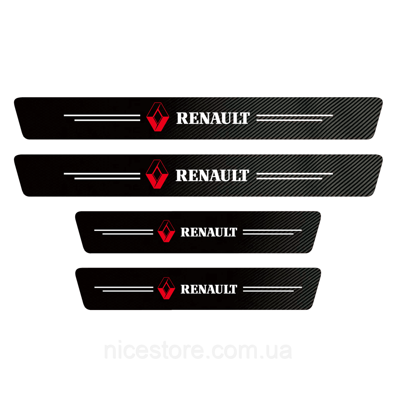 Карбонові захисні накладки на пороги авто з логотипом Renault все модели и другие марки автомобилей, фото 1