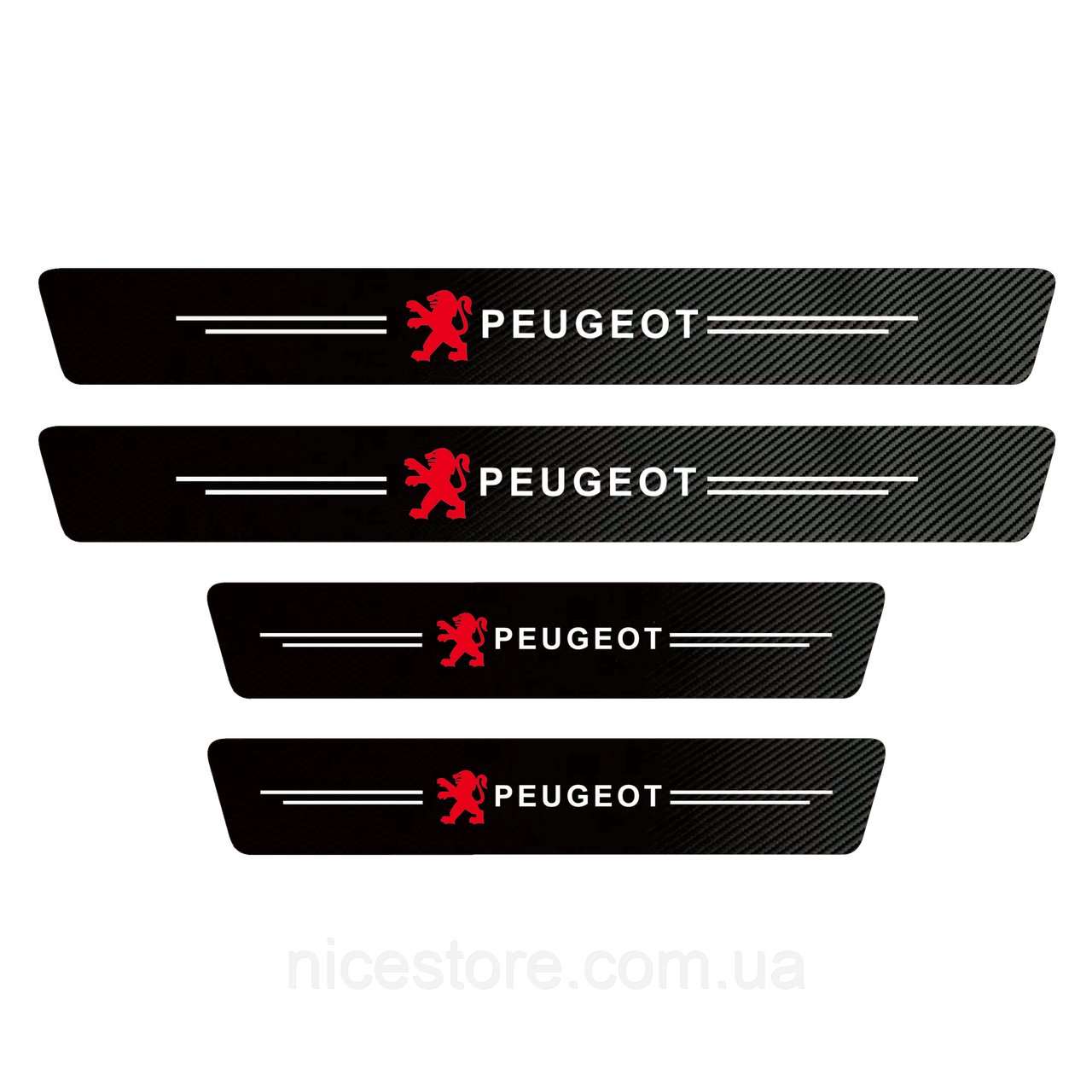 Наклейки на пороги карбонові Peugeot всі моделі та інші марки автомобілів