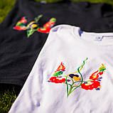 Чоловіча/жіноча футболка розмір L (50) з малюнком ГЕРБ УКРАЇНИ В КВІТАХ модна якісна біла бавовняна REGULAR, фото 8