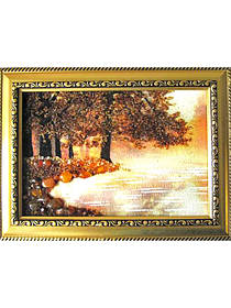 Картина з бурштину "Ліс біля озера"