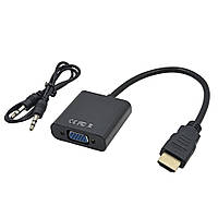 Переходник-конвертер HDMI (M) - VGA (F), TRY (со звуком), черный