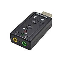 Звуковая карта USB 2 канала TRY 7.1 Channel Sound с кнопками чёрный