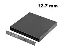 Зовнішня USB кишеня для DVD-RW 12.7мм SATA, кабелі USB та живлення в комплекті, чорна