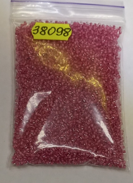 Бісер 10/0, колір No38098 прозорий з рожевою серединкою (пап.50 грамів), фото 1