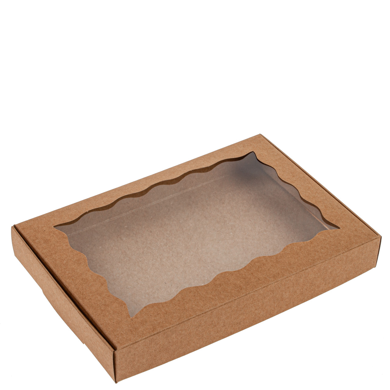 Коробка 220х150х30 для пряника з хвилястим вікном, крафт, фото 1