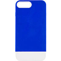 Матовый чехол на iPhone 7 plus / iPhone 8 plus / Айфон 7 Плюс / Айфон 8 Плюс navy blue / white
