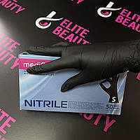 Перчатки хозяйственные чёрные нитриловые перчатки mediOk S-L 1 пара