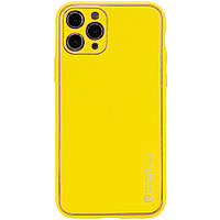 Фактурный кожаный чехол на iPhone 11 Pro (5.8 дюйм) / Айфон 11 Про (5.8 дюйм) желтый / yellow