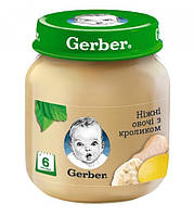 Овочево-м'ясне пюре Gerber Ніжні овочі з кроликом з 6 місяців 130 г (7613036011259)