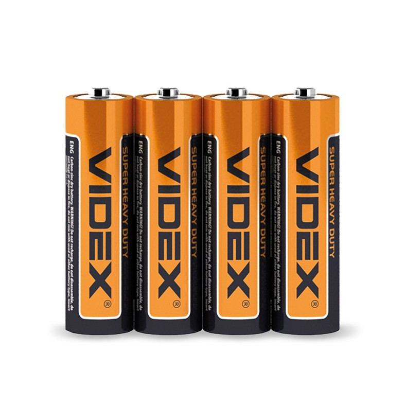 Батарейки сольові Videx R06P/AA  SHRINK блістер 4шт. R6P/AA 4pcs S
