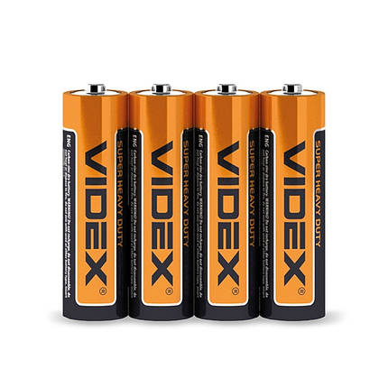 Батарейки сольові Videx R06P/AA  SHRINK блістер 4шт. R6P/AA 4pcs S, фото 2