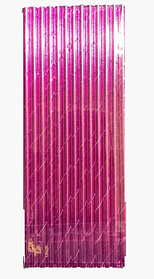 Трубочки "Фольга", темно-рожевий, голограма 25 шт, Набор трубочек для коктейля "Темно-розовый"