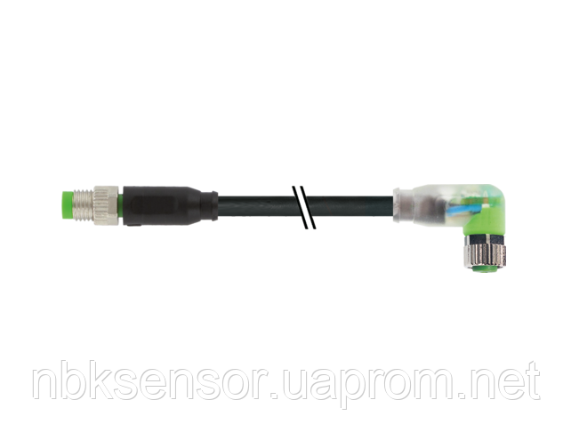 Гніздовий розєм (Конектор) M8, 3-pin, вилка прямий, розетка кутовий LED , кабель PUR 3x0.25/3m , 7000-88041-6300300 Murrelektronik