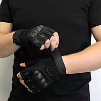 Тактические перчатки открытые армейские, Мужские перчатки штурмовые Oakley беспалые Черные L/XL