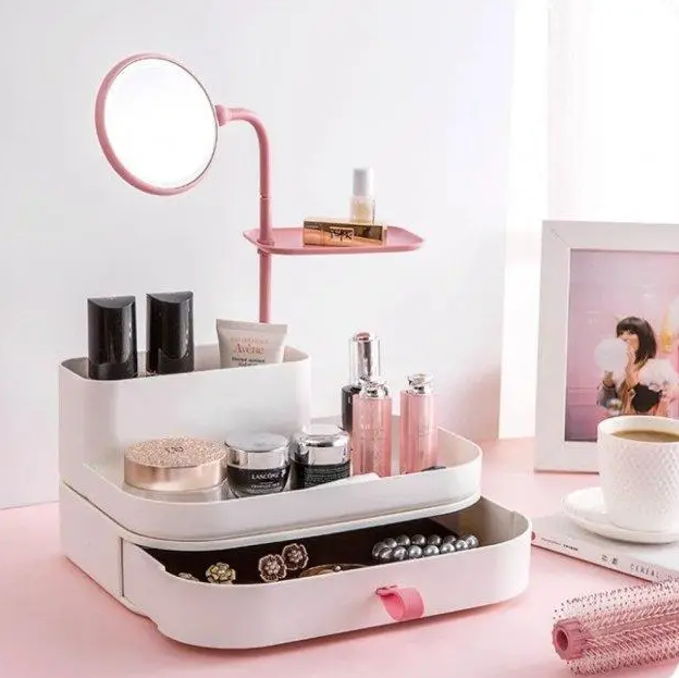 Настільний органайзер для косметики з дзеркалом EL-2132 Cosmetic rack with mirror
