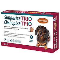 Zoetis Simparica Trio Симпарика Трио от блох, клещей и гельминтов для собак весом 5,1 - 10 кг (1 таб)