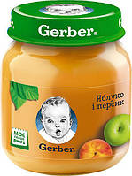 Пюре Gerber фруктове Яблуко та персик з 6 місяців 130 г (7613033514890)