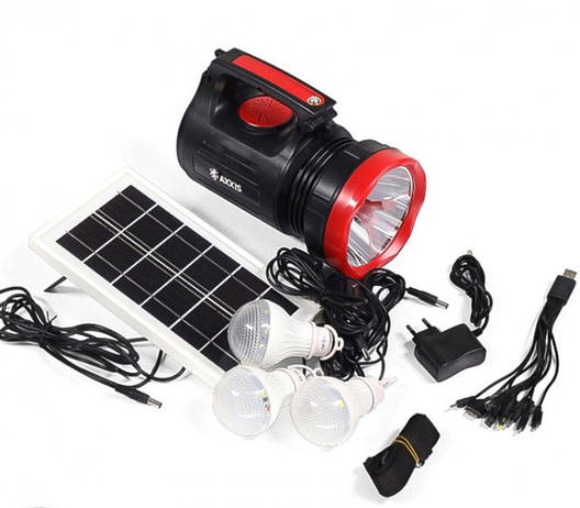 Ліхтар акумуляторний INTERTOOL LB-0105 1 LED 5 W + 22 SMD, виносна сонячна панель, виносні 2 led лампи USB, фото 1