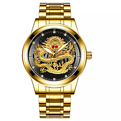 Кварцевий наручний годинник Fngeen водонепроникні з 3d-виразом обличчя дракона (Black)