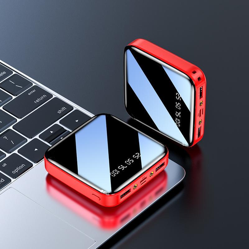 Power bank Червоний 2USB+LED ліхтар Портативна зарядка Зовнішній акумулятор
