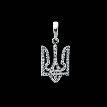 Срібна підвіска Тризуб з каміцями, фото 2